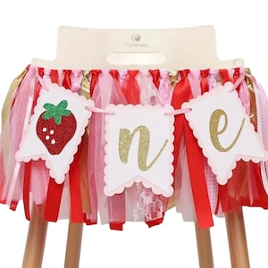 Strawberry High Chair Banner, First Birthday Banner, Smash Cake Photo , 1st Birthday Photo Backdrop, One Banner,, Berry One Birthday Decor