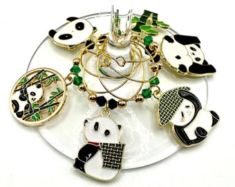 Panda Bear Wine Charms, Panda Wine Charms, Zoo Animal Wine Charms, Bar Accessories, Wine Charms, Wine Glass Decor, Birthday Gift- Set Of 6