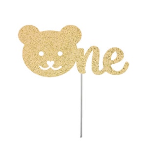 Teddy Bear One Cake Topper, Baby Bear 1st Birthday, Birthday Glitter Cake Topper, Birthday Party Decor, Baby Birthday, Baby One Party
