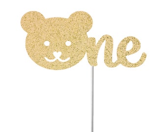 Teddy Bear One Cake Topper, Baby Bear 1st Birthday, Birthday Glitter Cake Topper, Birthday Party Decor, Baby Birthday, Baby One Party