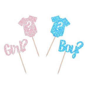 Boy or Girl Cupcake Picks, Baby Sprinkle, Baby Shower, New Baby, Gender Reveal, Baby Party Decor, Glitter Baby Cupcake Toppers ~ Set Of 12