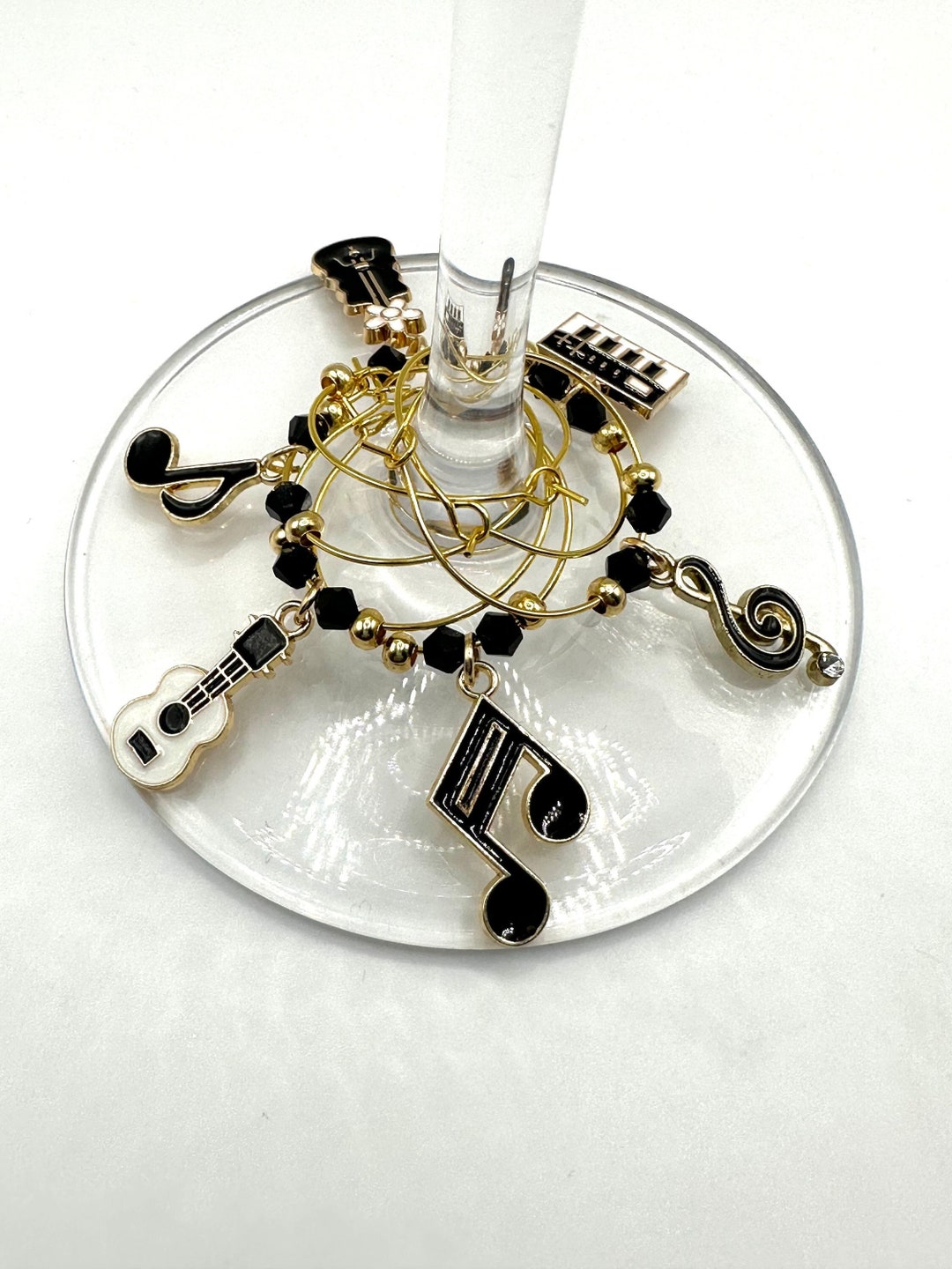 Music Notes Wine Glass Charms, Guitar Wine Glass Charms, G Clef Wine ...