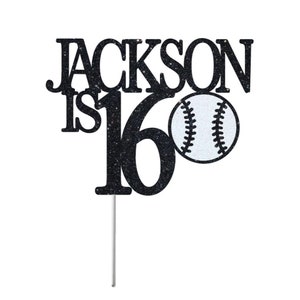 ANY Age & Personalized Name Baseball Cake Topper, Sports Baseball Topper, Boy Girl Glitter Birthday Cake Topper, Sports Theme Topper