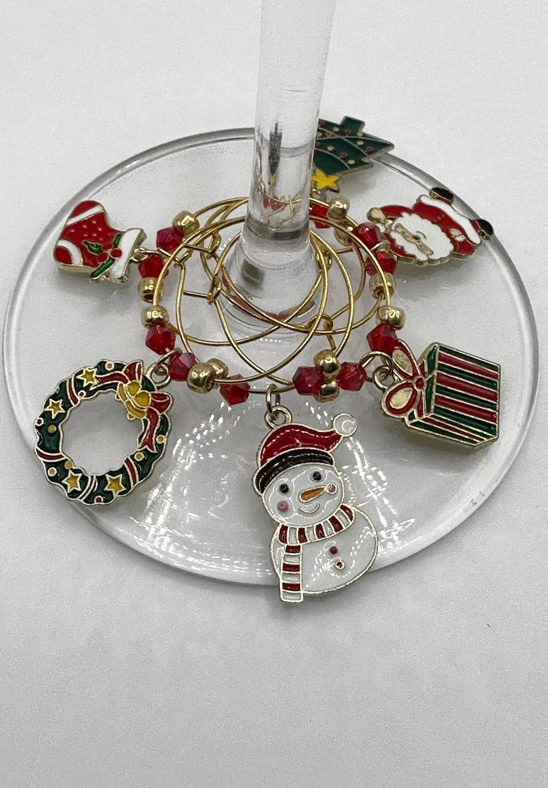 Christmas Wine Glass Charms, Xmas Wine Glass Charms, Holiday Wine Glass