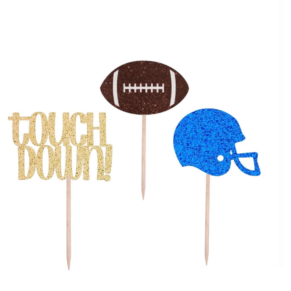 Football Cupcake Picks Super Bowl Party Decor Pop Warner Football Party Cupcake Picks Appetizer Football Party Picks
