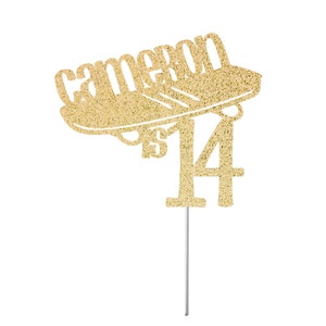 ANY Age & Personalized Name Skateboard Cake Topper, Skateboard Topper, Boy Girl Glitter Birthday Cake Topper, Sports Theme Topper