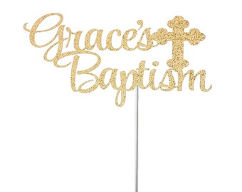 Personalized Name Baptism Cake Topper, Baptism Cake Topper, Custom Name Christening Topper, Religious Cake Topper, Baby Baptism Topper