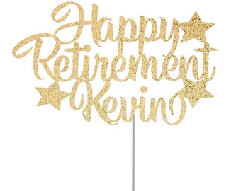 Personalized Name Retirement Cake Topper, Retirement Glitter Topper, Retirement Party Decor, Milestone Event, Job Retirement, Leaving Job