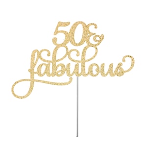 ANY AGE Topper, 50 & Fabulous Cake Topper, Birthday Glitter Cake Topper, Birthday Party Decor, Milestone Birthday, Glitter Topper