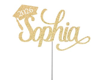 Personalized Name Graduation Custom Cake Topper, Grad Party, Class of 2026, Congrats Name, High School Graduation, College Graduation, Party