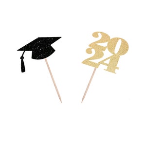 2024 Graduation & Hat Cupcake Picks, Class of 2024, 2024 Graduation Picks, High School Graduation, College Graduation, 2024 Cupcake Picks image 1