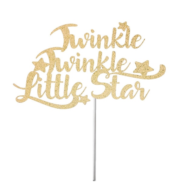 Twinkle Twinkle Little Star Cake Topper, Baby Party, Baby Sprinkle, Baby Shower, New Baby, Gender Reveal Party, Star Glitter Cake Topper