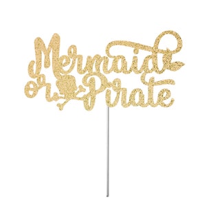 Mermaid Or Pirate Cake Topper, Baby Party, Baby Sprinkle, Baby Shower, New Baby, Gender Reveal Party, Baby Glitter Cake Topper