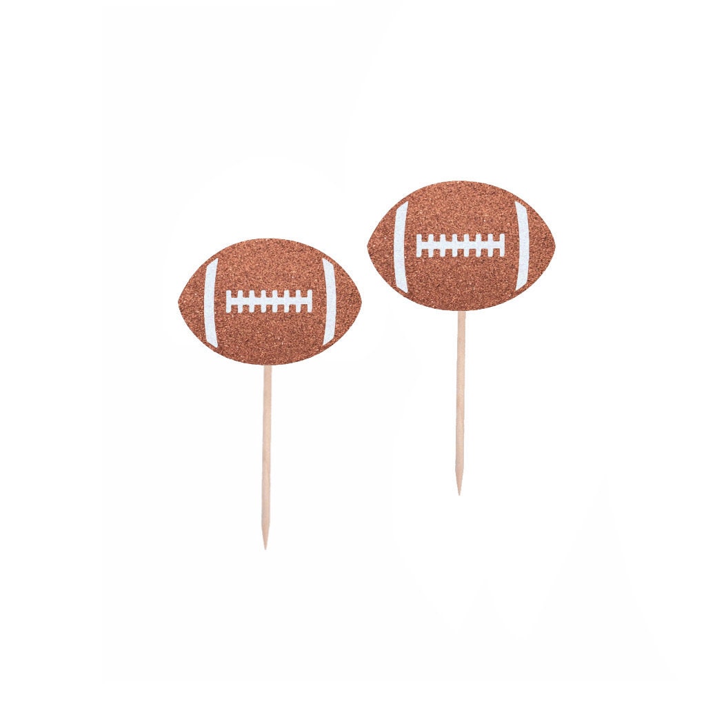 Football Cupcake Picks Super Bowl Party Decor Pop Warner Football Party Cupcake Picks Appetizer Football Party Picks