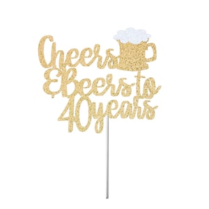 ANY AGE Topper, Cheers & Beers Cake Topper, Birthday Glitter Cake Topper, Birthday Party Decor, Beer Mug Cake Topper, Milestone Birthday