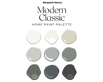 Modern Classic Home Color Palette, 2022 Home Trends Interior Paint Palette, Benjamin Moore Color Palette, Whole House Paint Colors,