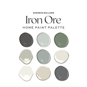 Sherwin Williams Iron Ore Color Palette, Interior Design Color Scheme, Complementary Home Paint Colors, Whole House Paint Colors