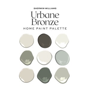 Urbane Bronze Complementary Color Palette For Sherwin Williams, Interior Design Paint Palette, Whole House Paint Colors, Home Paint Colors