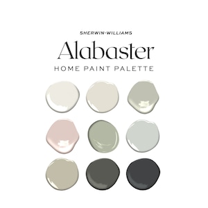 Paleta kolorów Sherwin Williams Alabaster, paleta farb do wnętrz, paleta kolorów domowych, kolory farb do całego domu, kolory uzupełniające