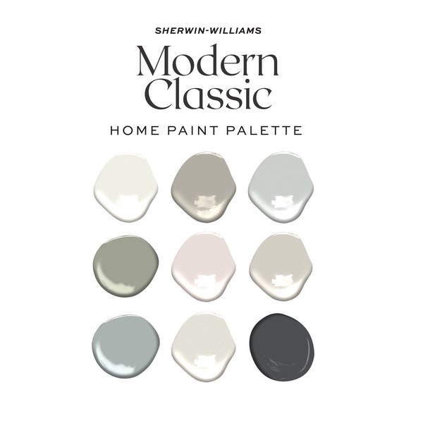 Modern Classic Home Color Palette, 2022 Home Trends Interior Paint Palette, Sherwin Williams Color Palette, Whole House Paint Colors,