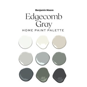 Paleta de colores grises Benjamin Moore Edgecomb, colores de pintura para toda la casa, paleta de colores clásicos modernos para el hogar, paleta de pintura interior,