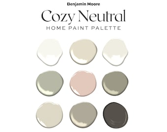 Benjamin Moore Cozy Neutral Interior Paint Palette, 2022 Color Of The Year October Mist, Home Color Palette, Whole House Paint Colors