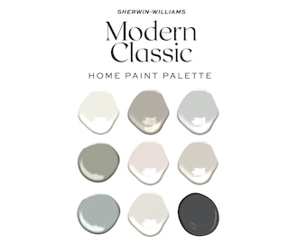 Modern Classic Home Color Palette, 2022 Home Trends Interior Paint Palette, Sherwin Williams Color Palette, Whole House Paint Colors,