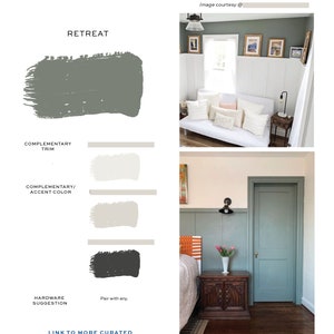 Sherwin Williams Retreat Complementary Color Palette Interior - Etsy