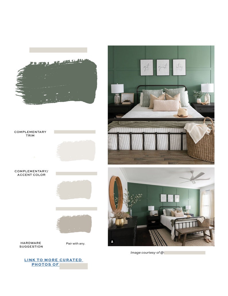 May include: A bedroom with a green wall and a black metal bed frame. The bed has a white and black striped duvet cover and a white throw blanket. There are two white pillows and a pink pillow on the bed. There are two lamps on the nightstands and a fan in the ceiling. The text "get grunt stay" is on the wall above the bed.