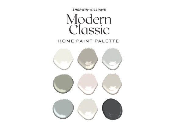 Modern Classic Home Color Palette, 2022 Home Trends Interior Paint Palette, Sherwin Williams Color Palette, Whole House Paint Colors,