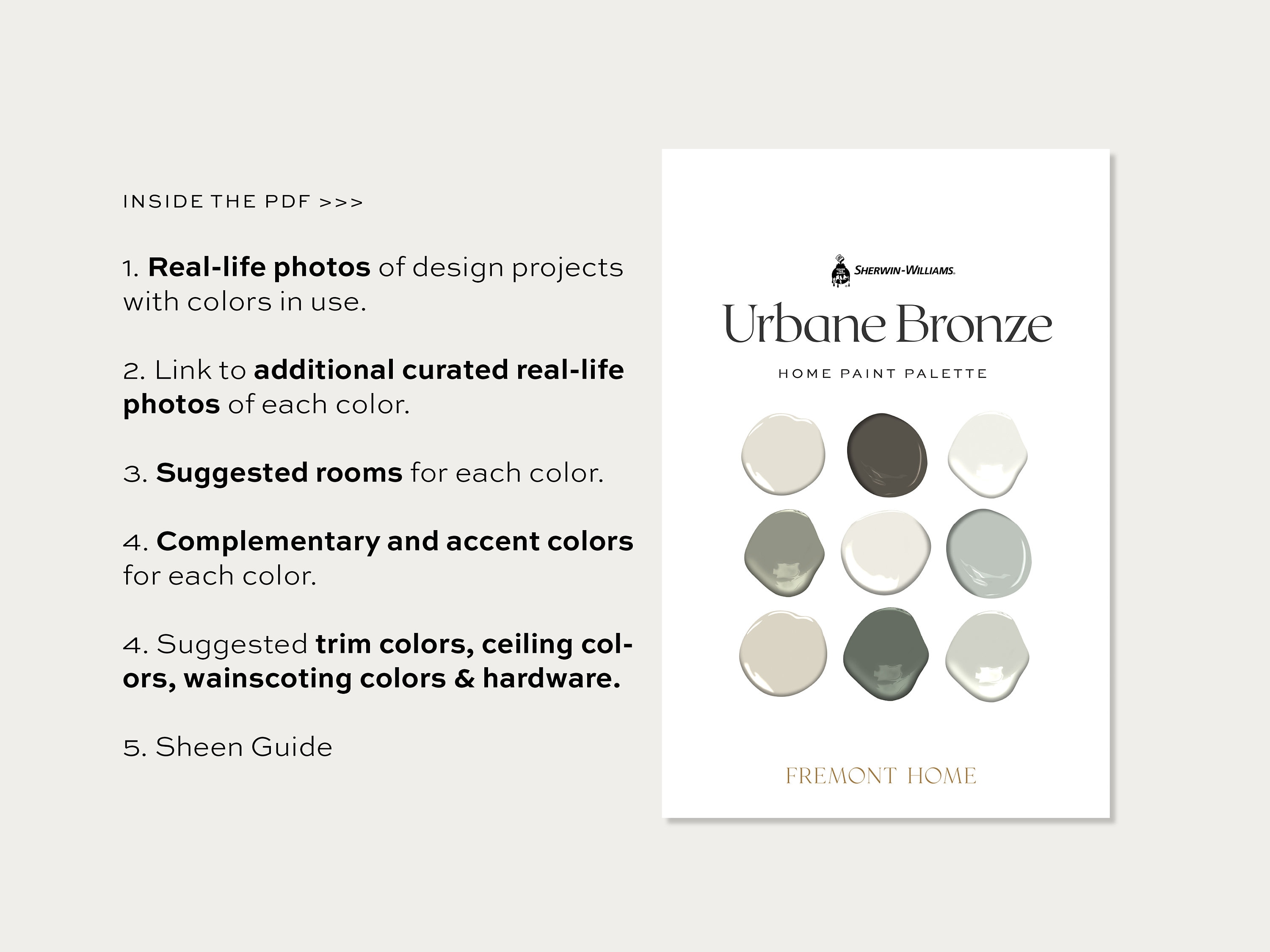 Urbane Bronze Complementary Color Palette for Sherwin Williams ...