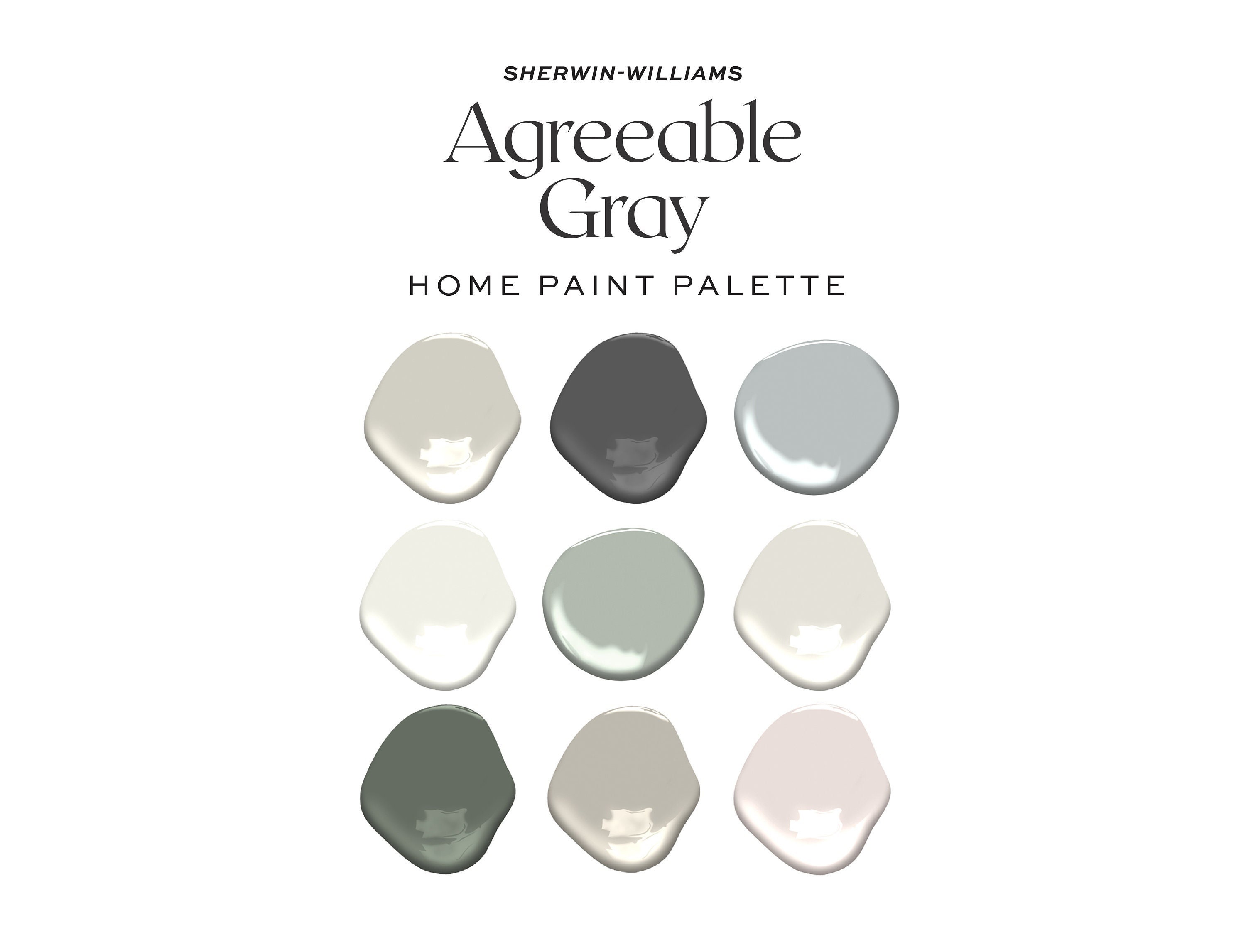 Sherwin Williams Agreeable Gray Color Palette, Interior Design Color Scheme, Home Paint Palette, House Colors, Complementary Colors