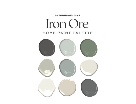 Sherwin Williams Iron Ore Color Palette, Interior Design Color Scheme, Complementary Home Paint Colors, Whole House Paint Colors