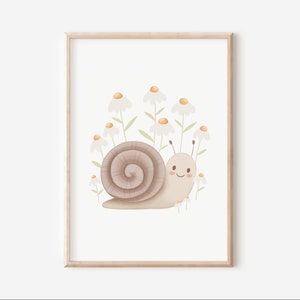 Kinderbild Schnecke A5 A4 A3 Kinderposter Kinderzimmer Poster Tierposter Tierbild