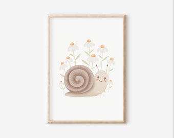 Kinderbild Schnecke A4 Kinderposter Kinderzimmer Poster Tierposter Tierbild