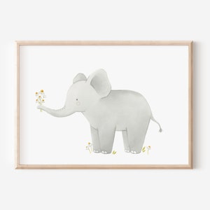 Kinderbild Elefant A5 A4 Kinderposter Kinderzimmer Poster Tierposter Tierbild Aquarell