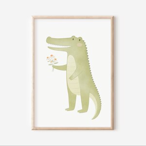 Kinderbild Krokodil A5 A4 A3 Kinderposter Safari Kinderzimmer Tierposter Tierbild Aquarell