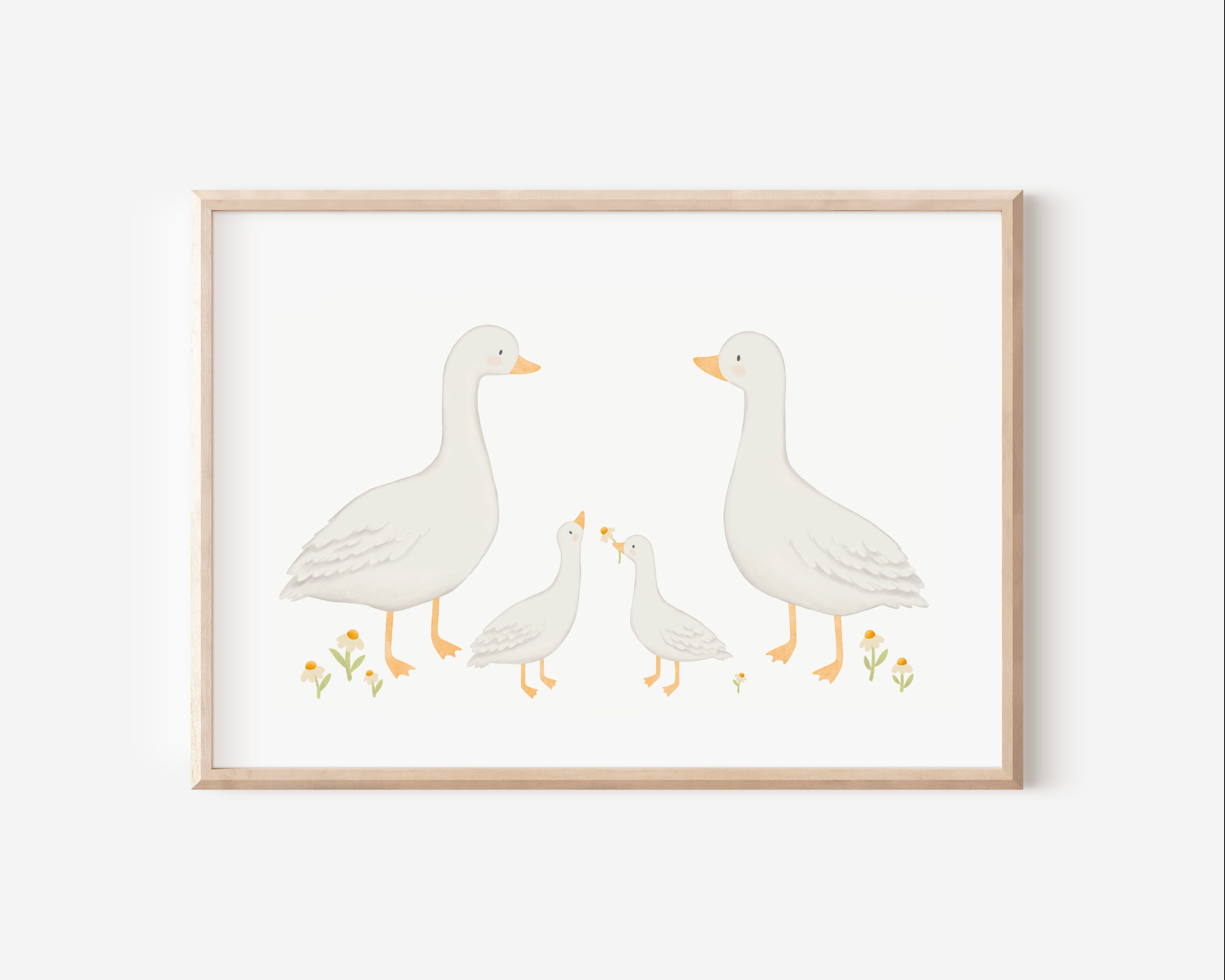 Kinderbild Gänse A5 A4 A3 Kinderposter Gans Kinderzimmer Tierposter Bauernhoftiere Aquarell