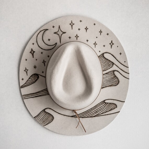 Hand Burned Wool Fedora, Fall Fall Wide Brim: Sand Dunes  display picture 1