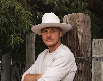 Cowboyhoed voor heren: brede rand herfst, ivoor, bruin ombré, op maat gebrande ontwerpen