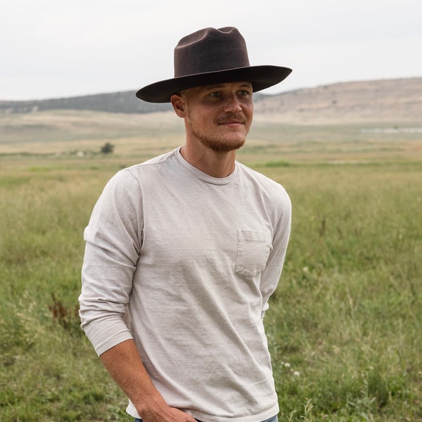 Mens Felt Cowboy Hat, Wide Brim Cattleman’s Crease, Fedora, Personalizable, Customizable