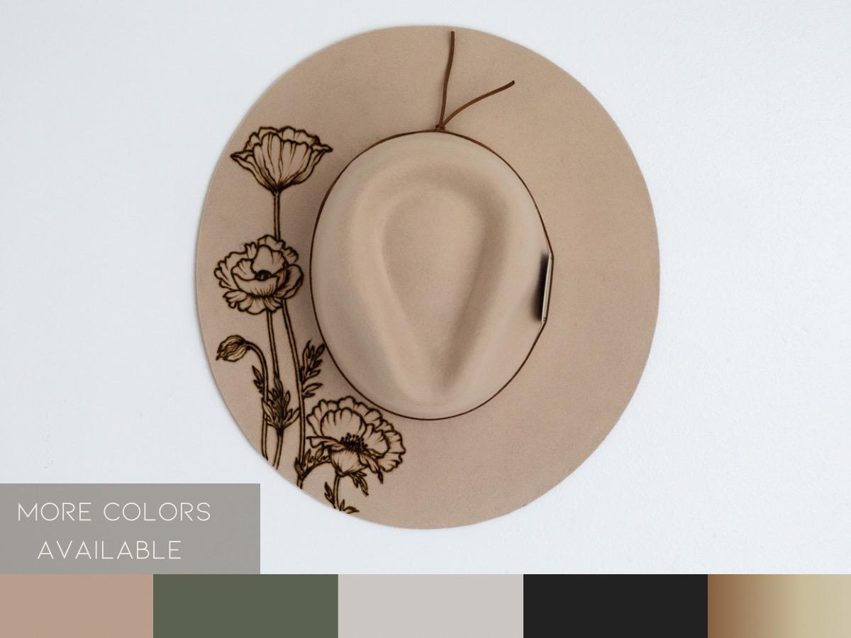 Hand Burned Wool Fedora, Fall Fall Wide Brim: Camel Brown  display picture 1