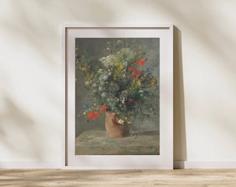 Flower bouquet Painting | Vintage Gallery Wall | Digital Printable | Moody Floral | French