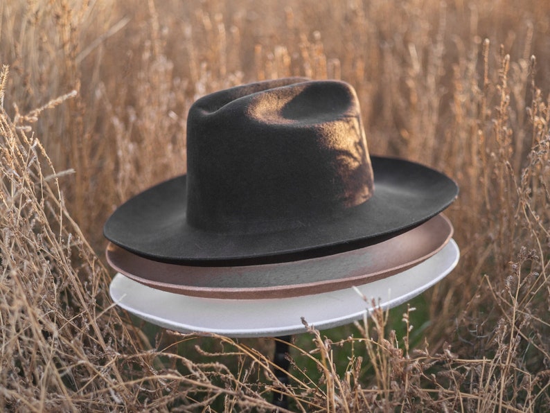 Mens Felt Cowboy Hat, Wide Brim Cattlemans Crease, Fedora, Personalizable, Customizable image 7