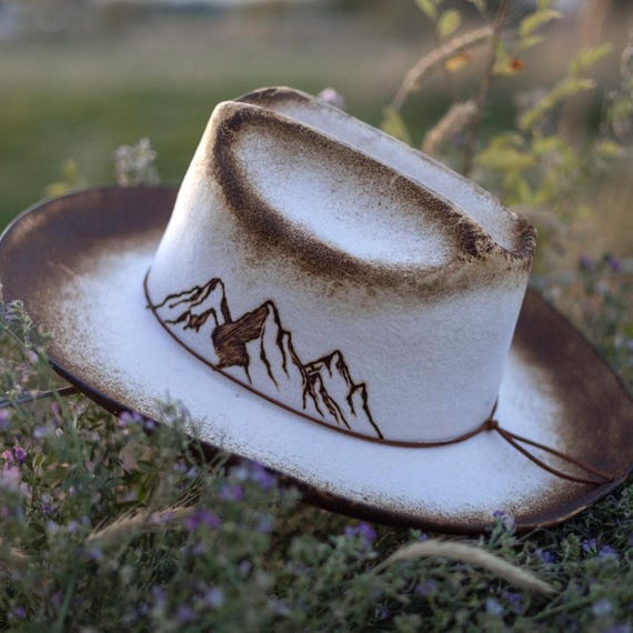 Hand burned wool hat Hand Burned Wool Fedora - Etsy main image 2