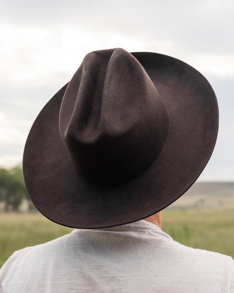 Mens Felt Cowboy Hat, Wide Brim Cattlemans Crease, Fedora, Personalizable, Customizable image 3