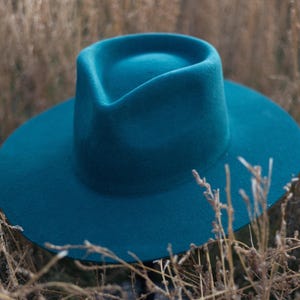 Fedora Hat Teal Blue - Etsy display picture 1