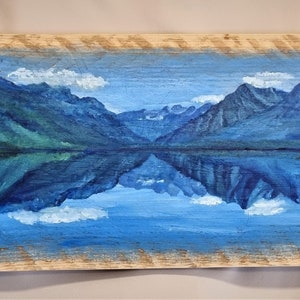 Oil Paint on Reclaimed Wood - &quot;Mirrored Glacier&quot; | Original Painting