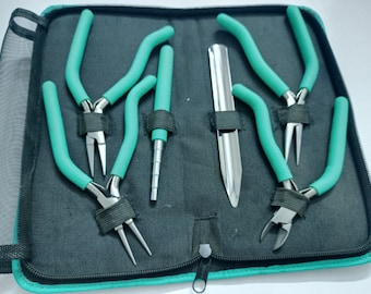 Smycketänger - Kedjetång - Platt tång - Sidoavbitare - Rund tång - Dorn - Skopa - Set med 6 verktyg - Trådsmycken - Presentartikel - DIY-verktyg