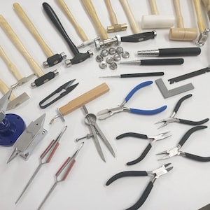 Jewelry Tools set of 30 Hammers, Mallets, Pliers, Anvils, Mandrels,  Knotting Tool, Tweezers, Gauge, 
